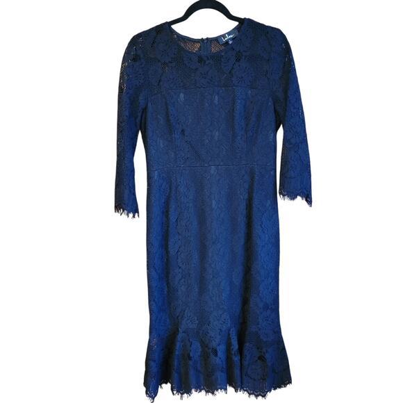 Lulu's Dresses & Skirts - Lulus Black Lace Midi Dress Size Large 3/4 Sleeve Bodycon Party Costume Witchy
